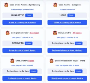 choix code promo aviatrix