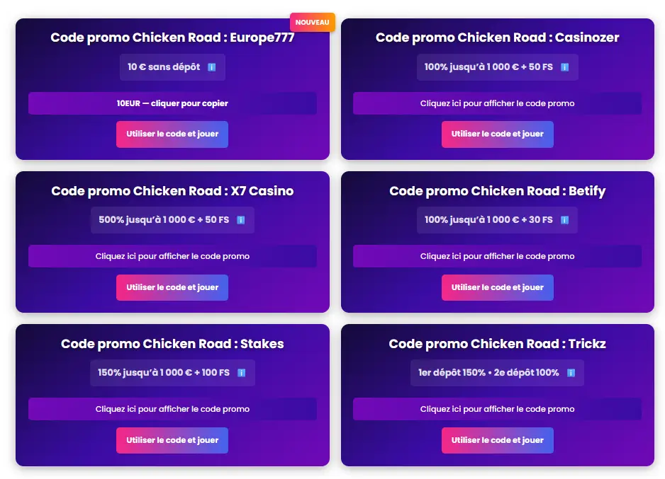 code promo chicken road