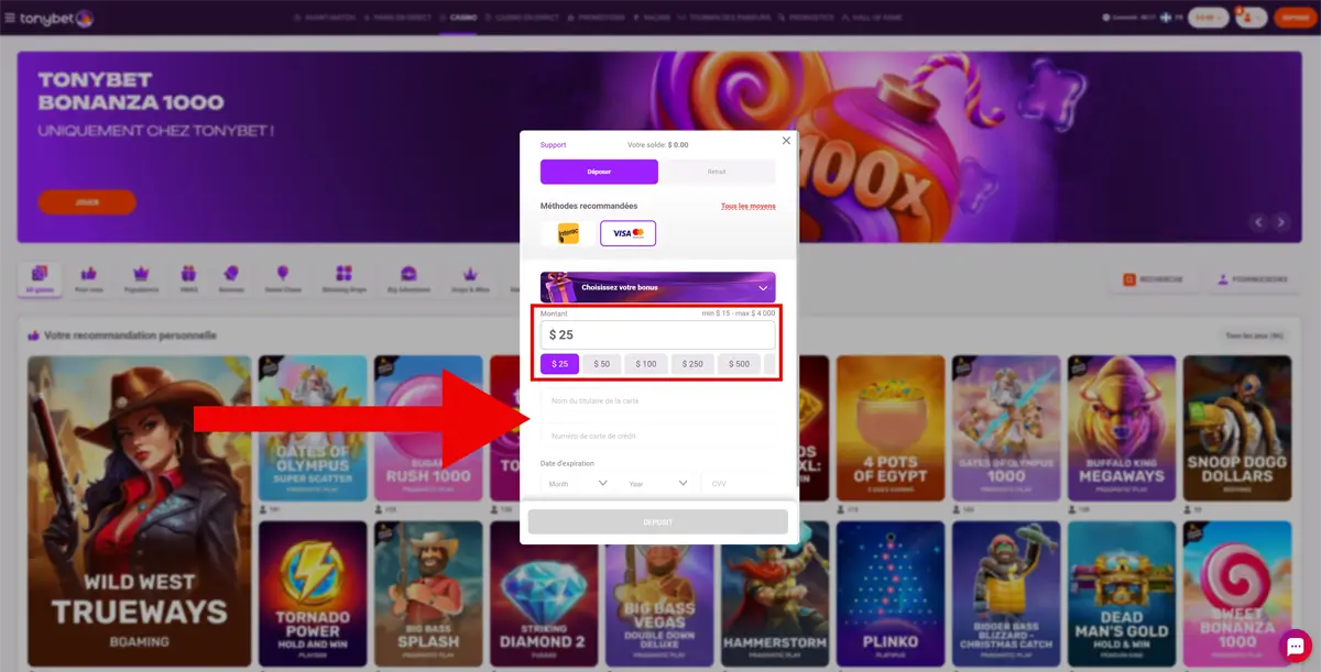 dépôt étape 4 tonybet canada