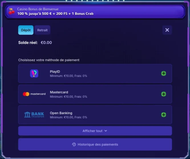 5e et dernière étape d'inscription sur Alf Casino en ligne.