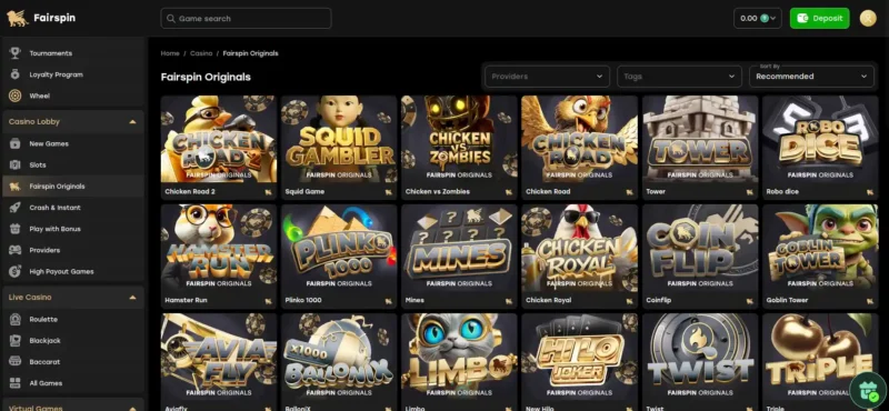 Jeux originaux sur Fairspin casino en ligne au Canada.