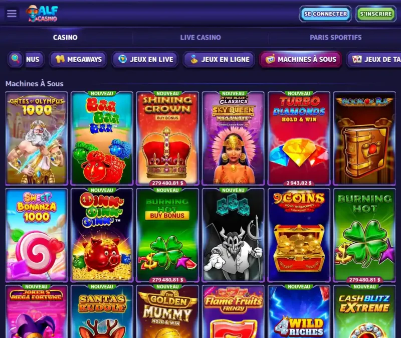 Les machines à sous sur Alf Casino en ligne.