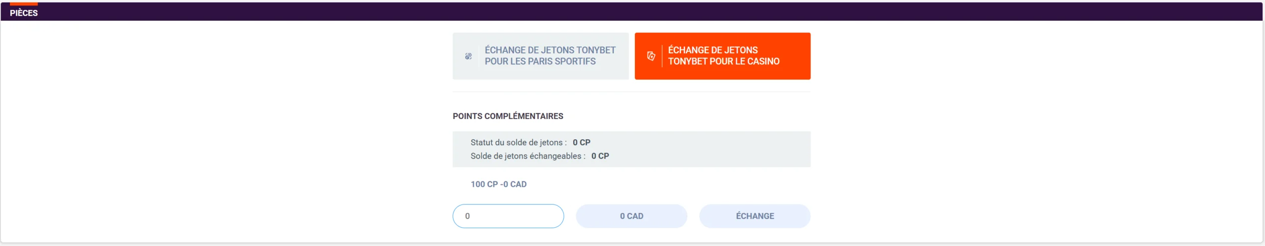 pièces tonybet canada