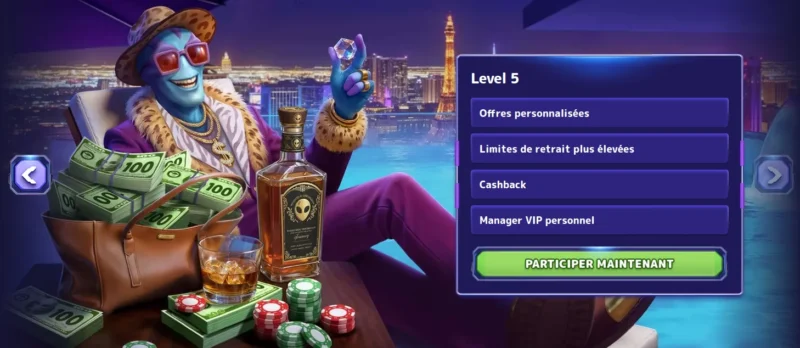 Illustration niveau 5 du programme VIP sur Alf Casino en ligne.