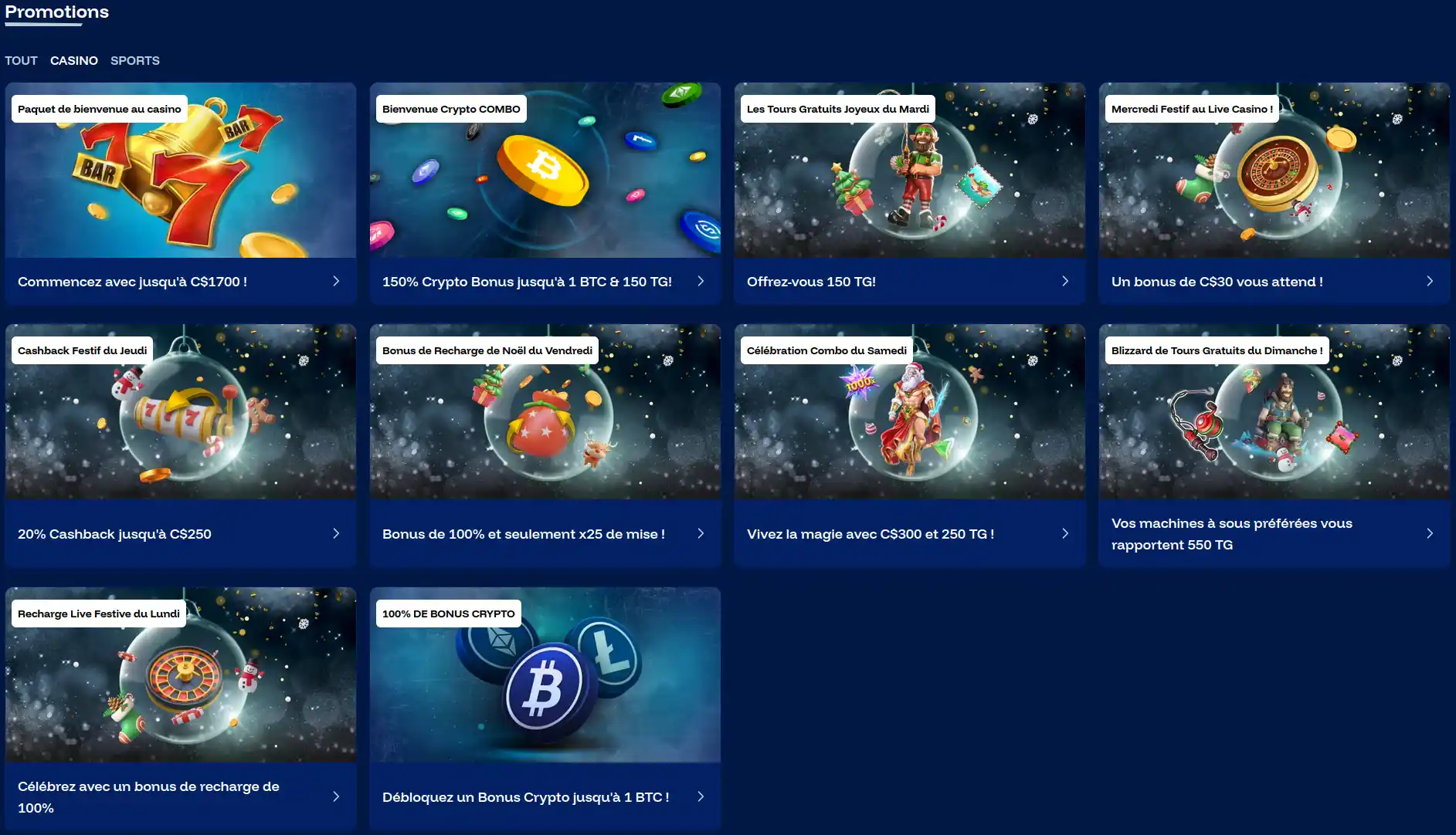 Les promotions casino au Canada sur Frostybet en ligne.