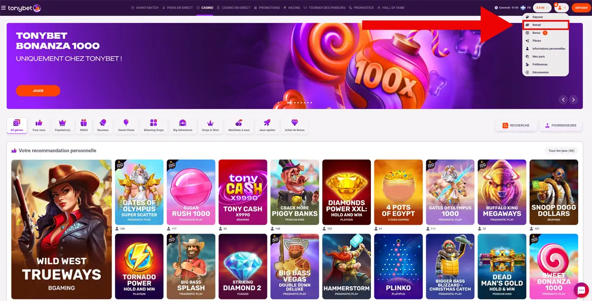 retrait étape 2 tonybet canada