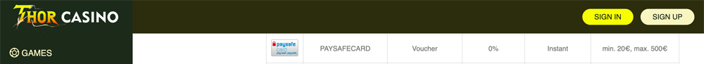 thor casino paysafecard