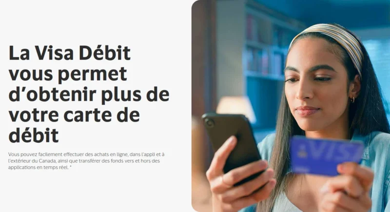 Illustration Visa debit sur le site Visa au Canada.