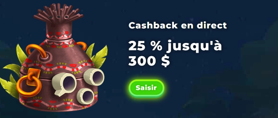 Bonus Cashback en direct Wazamba