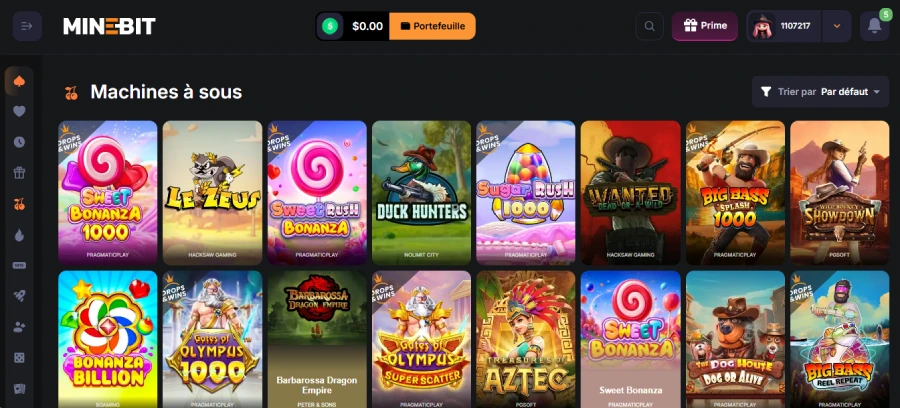 Machines à sous sur MineBit Casino