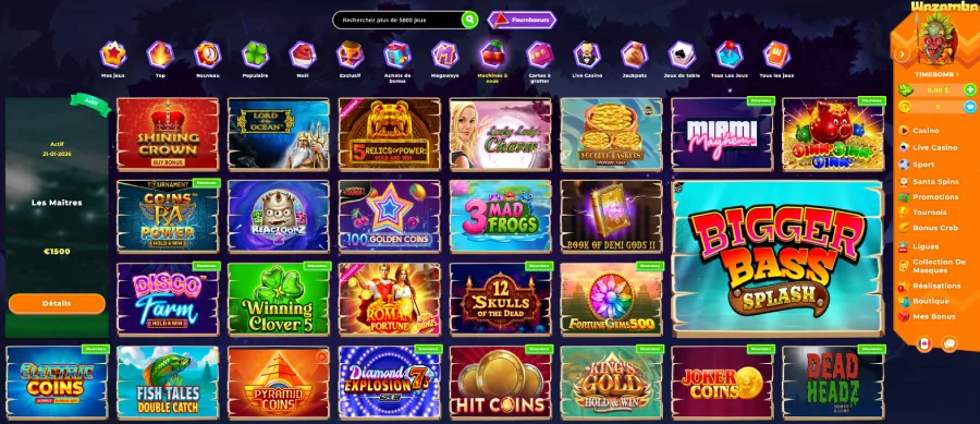 Machines à sous sur Wazamba