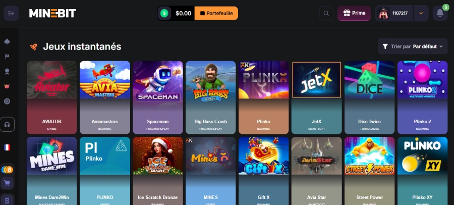 Mini-jeux sur MineBit Casino