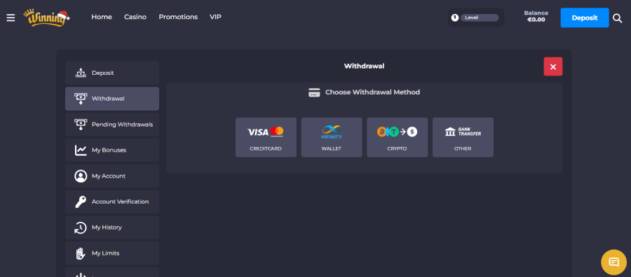 Retrait sur un casino avec Google Pay étape1