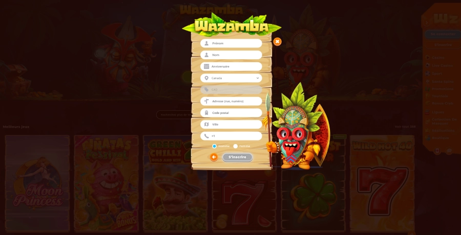Wazamba inscription étape4