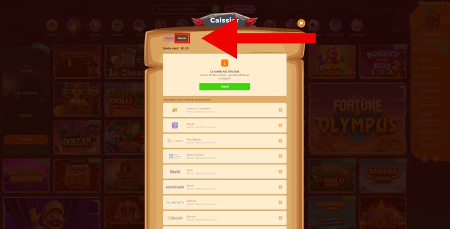 Wazamba retrait étape2