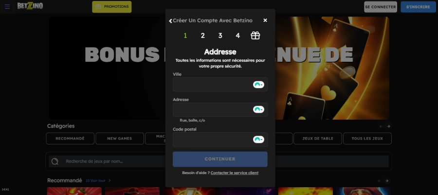 inscription betzino étape 3