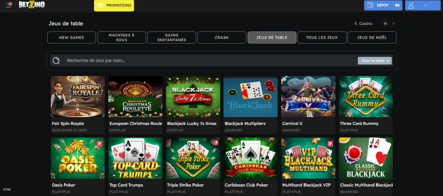 jeux de table sur Betzino