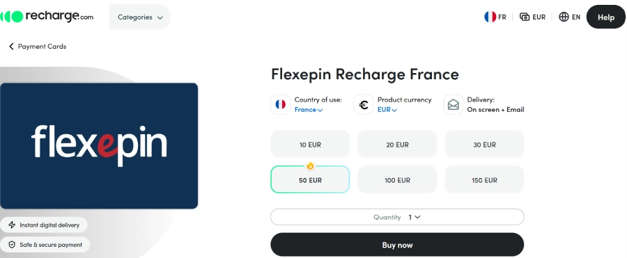 page accueil de flexepin