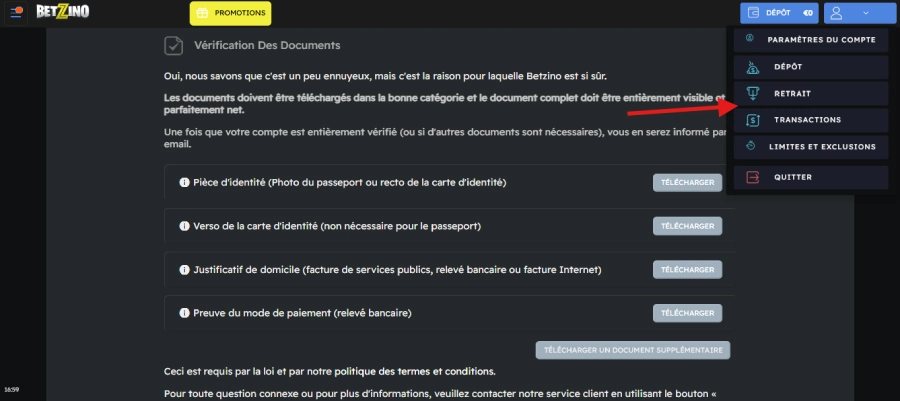 retrait betzino étape 3