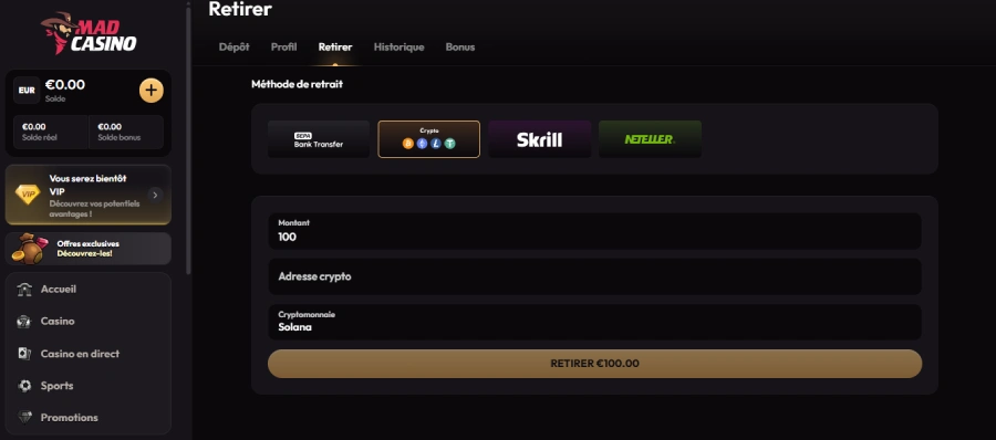 retrait solana étape 2