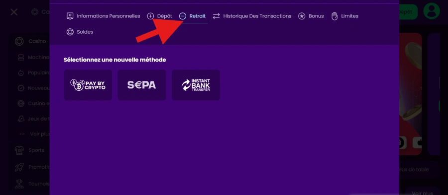 section retrait zinkra casino