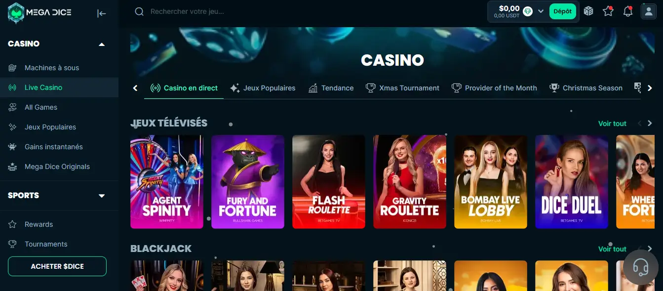 casino live mega dice