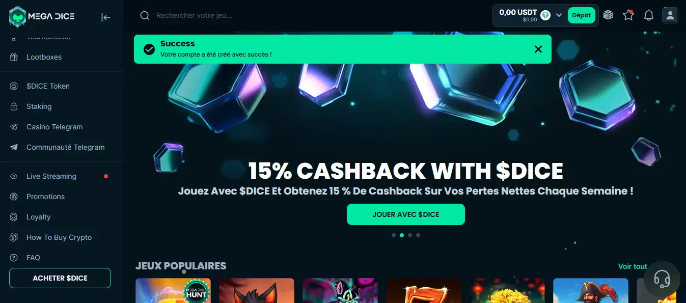 inscription étape 3 mega dice