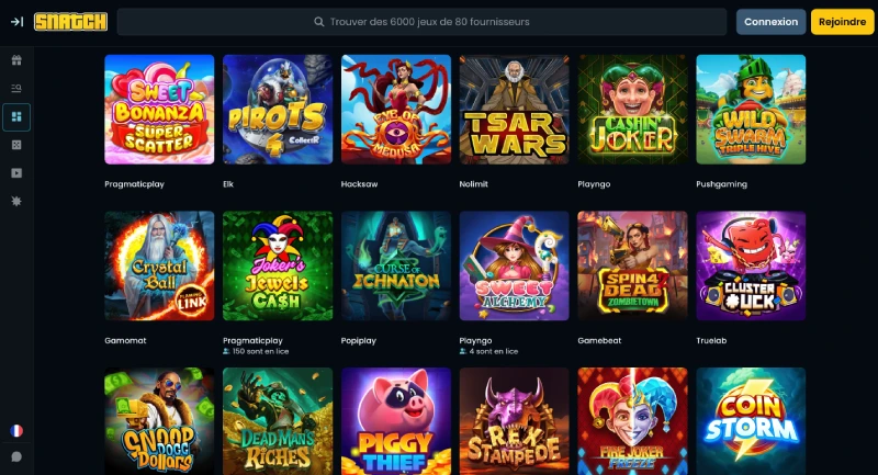 page jeux snatch casino