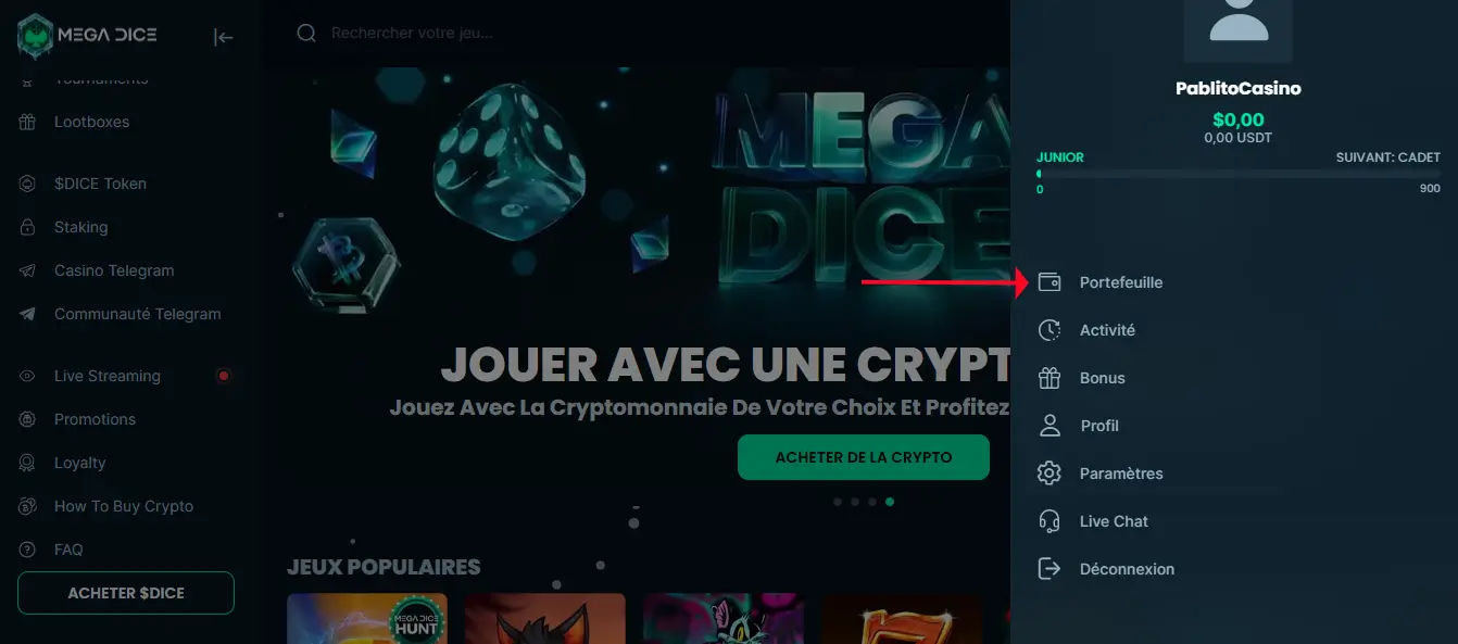 retrait étape 1 mega dice