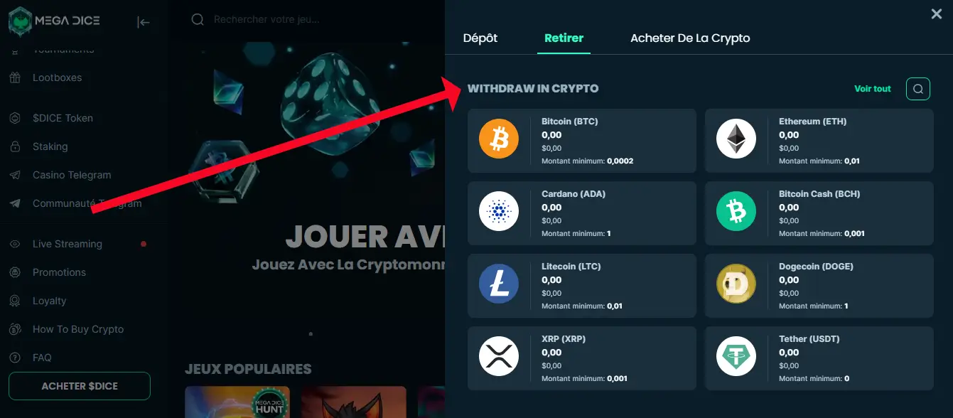 retrait étape 2 mega dice