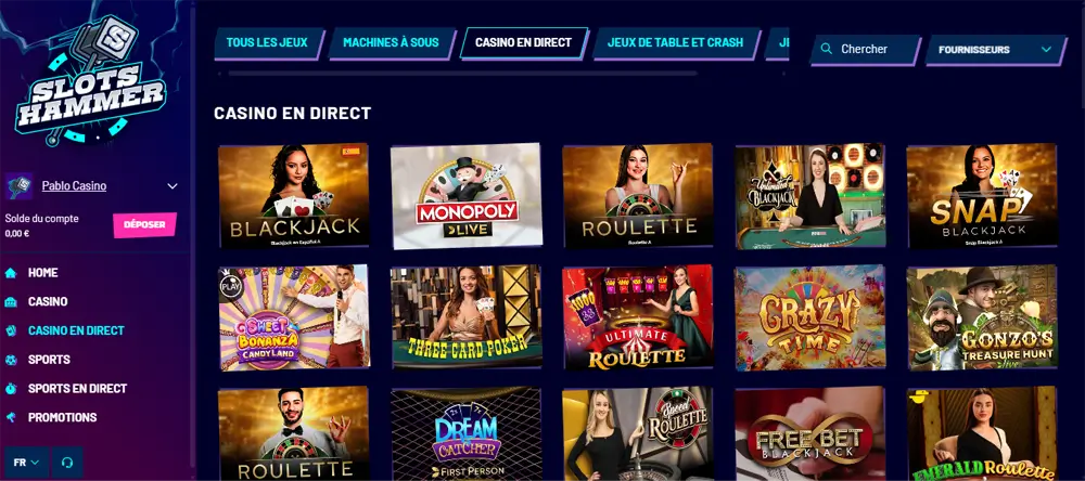 casino en direct slots hammer