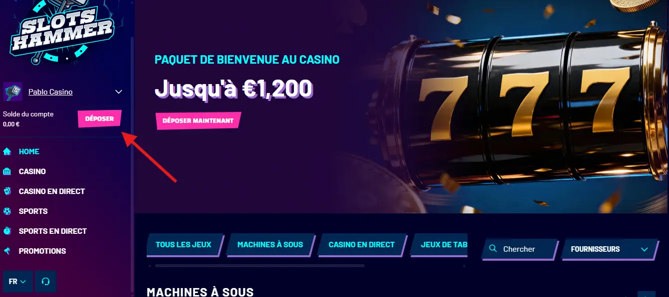 dépôt étape 1 slots hammer