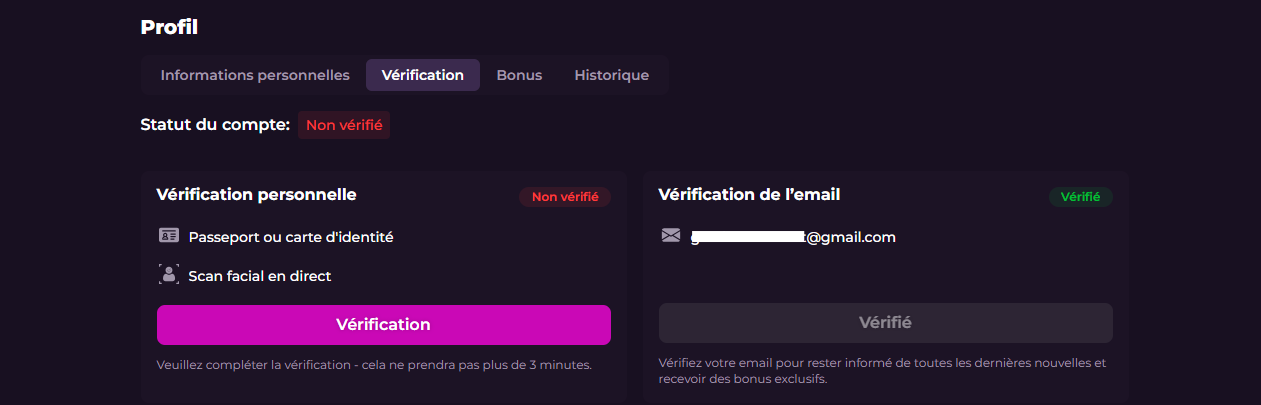 étape 2 retrait casino en ligne
