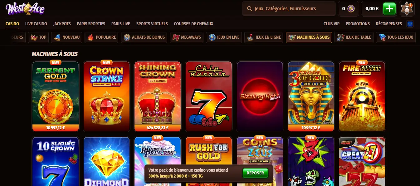 machines à sous westace