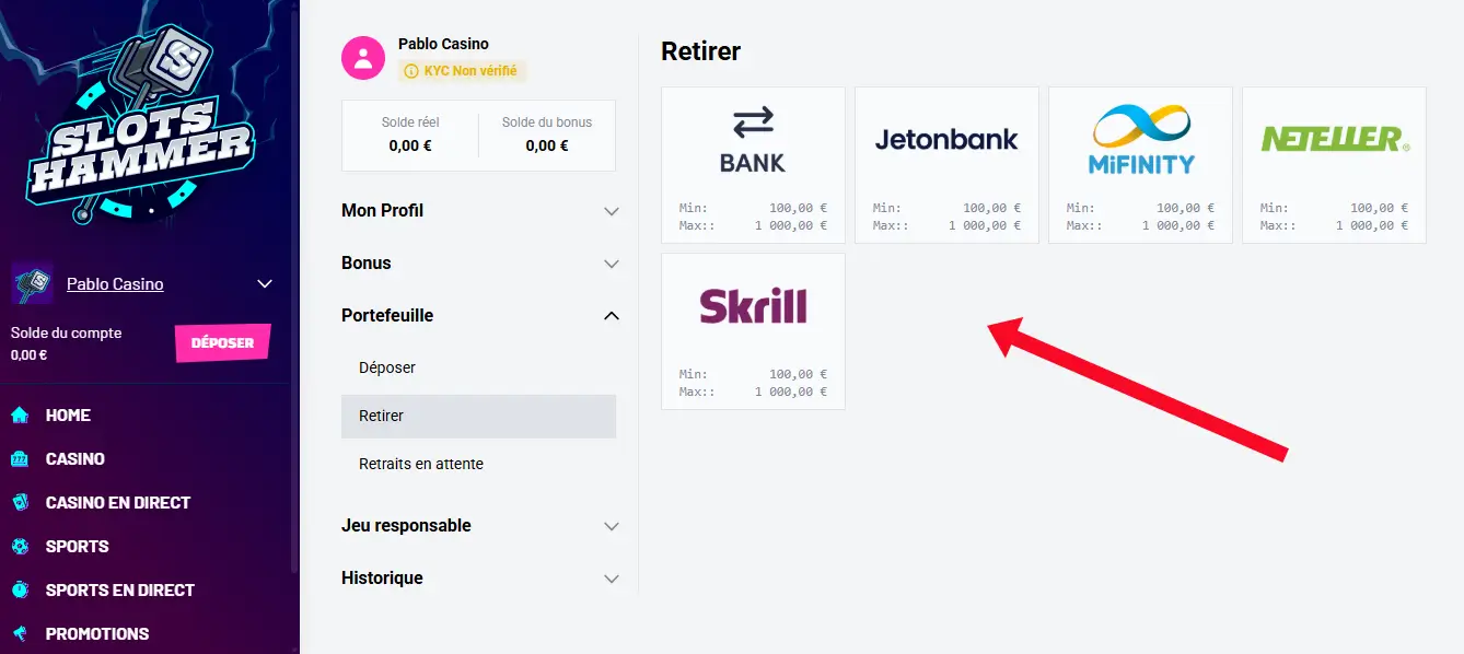retrait étape 2 slots hammer