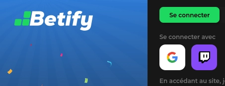 Se connecter avec Google OAuth ou Twitch sur Betify casino en ligne.