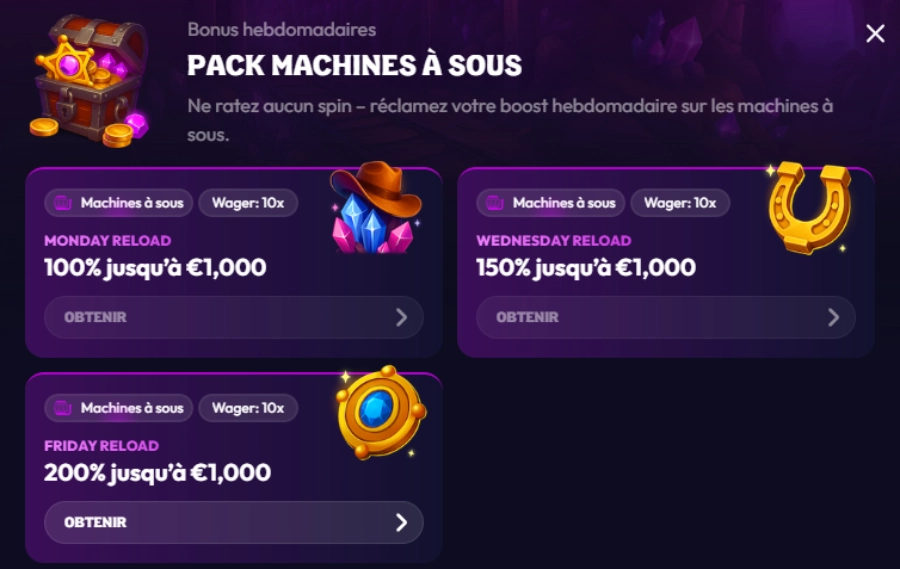 bonus hebdomadaire wildzy casino