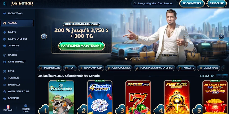 accueil millioner casino canada