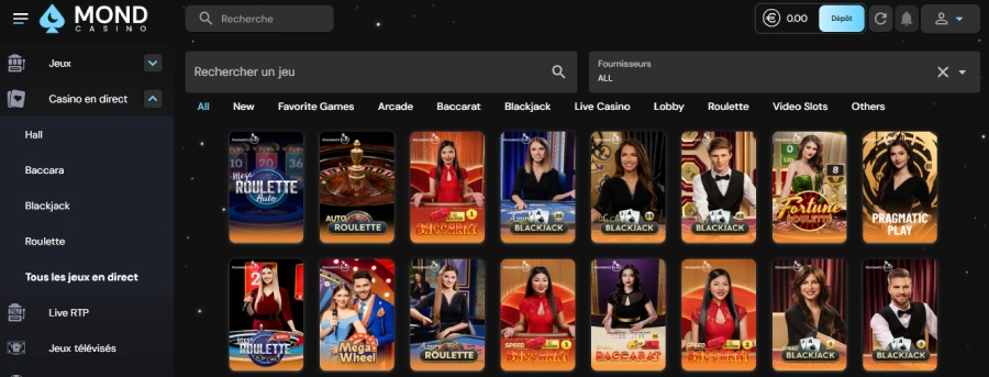 live casino sur Mondcasino