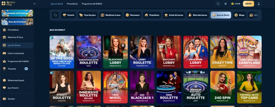 jeux de casino en direct reveryplay