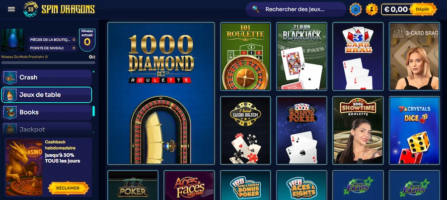 capture d'écran jeux de table spindragons