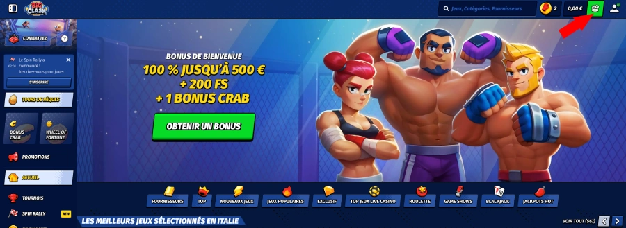 faire un retrait étape 1 sur bigclash casino