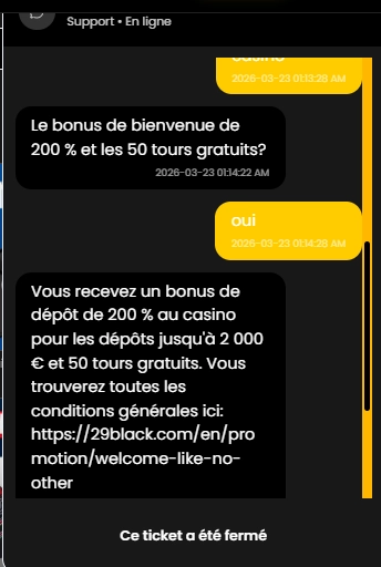 service client 29Black Casino