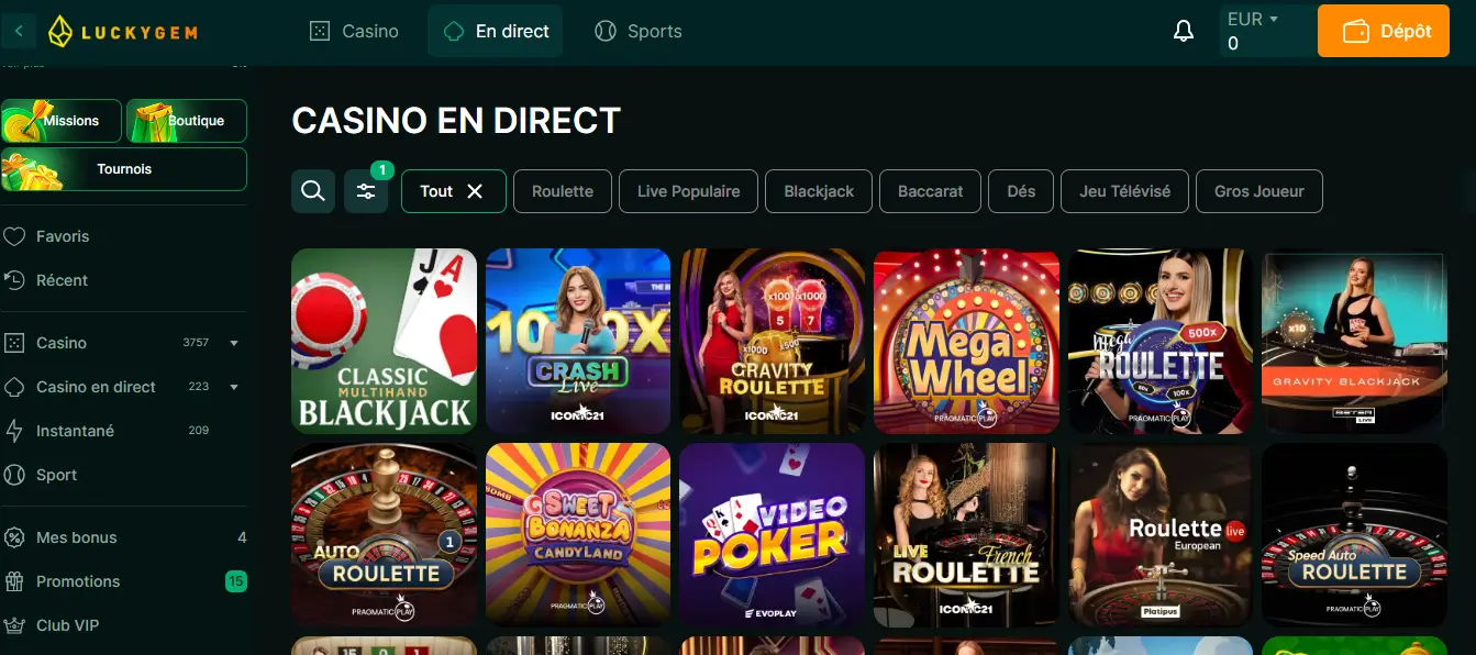 casino en direct luckygem casino