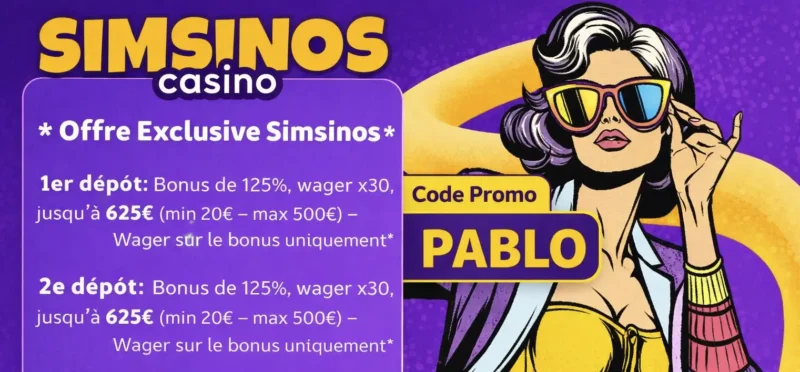 Illustation code promo Pablo sur Simsinos Casino en ligne.