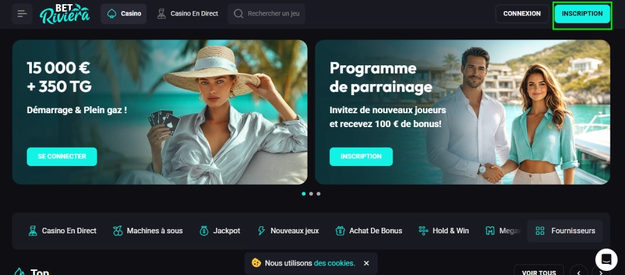 inscription étape1 betriviera casino