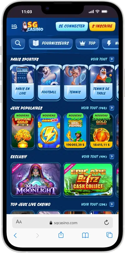 iphone sg casino l'interface
