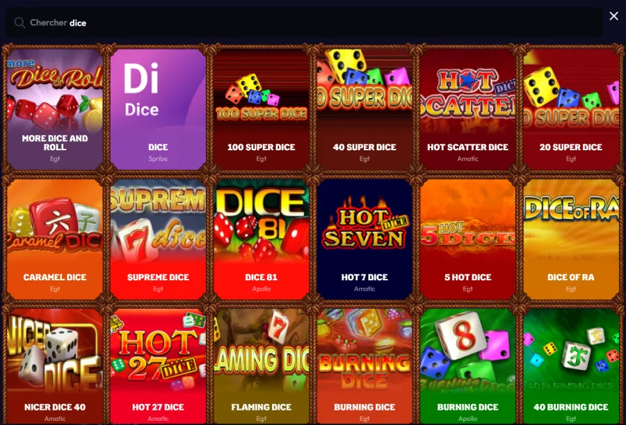 jeux de dés sur wildzy belgique