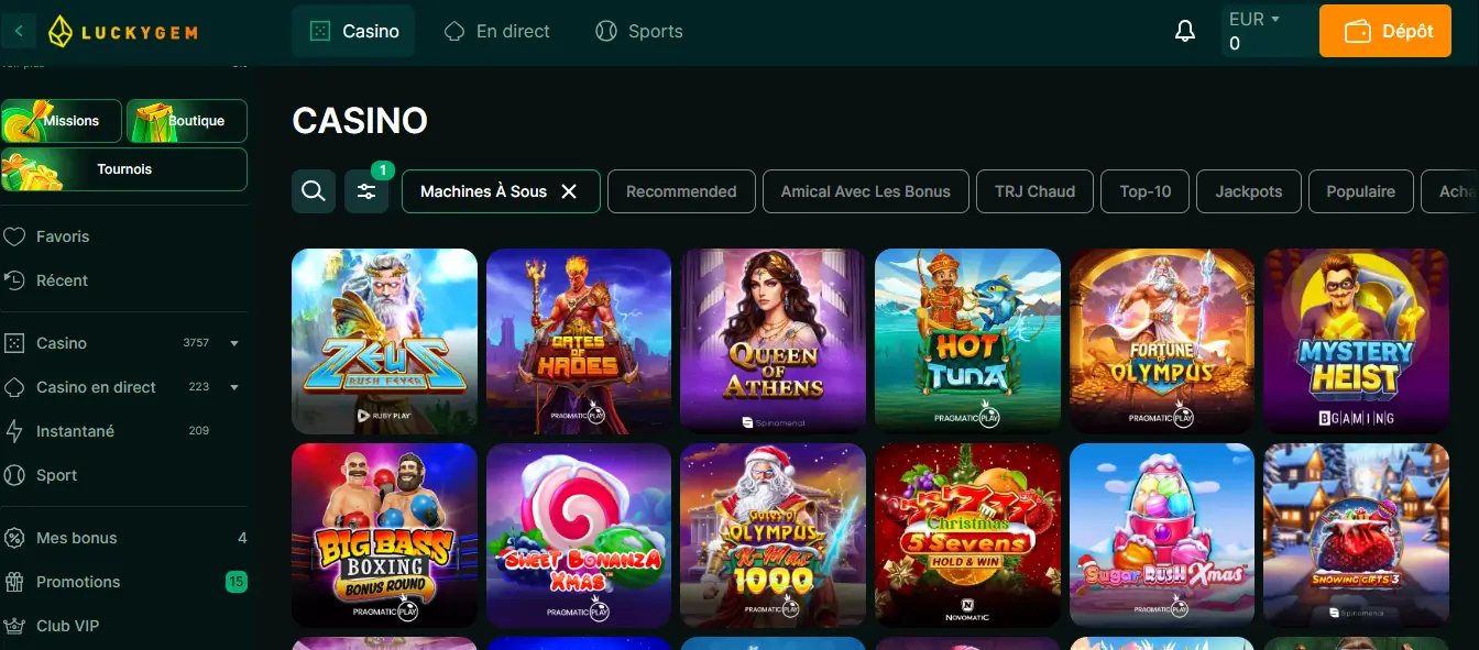 machines à sous luckygem casino