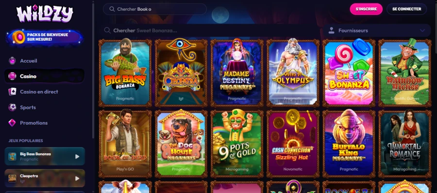 machines à sous sur wildzy casino